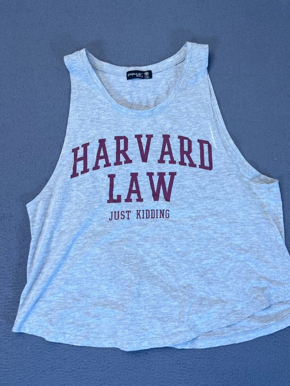 Harvard Law Tank Wom Med Just Kidding Gray Funny Ivy League Boston Preppy Legal